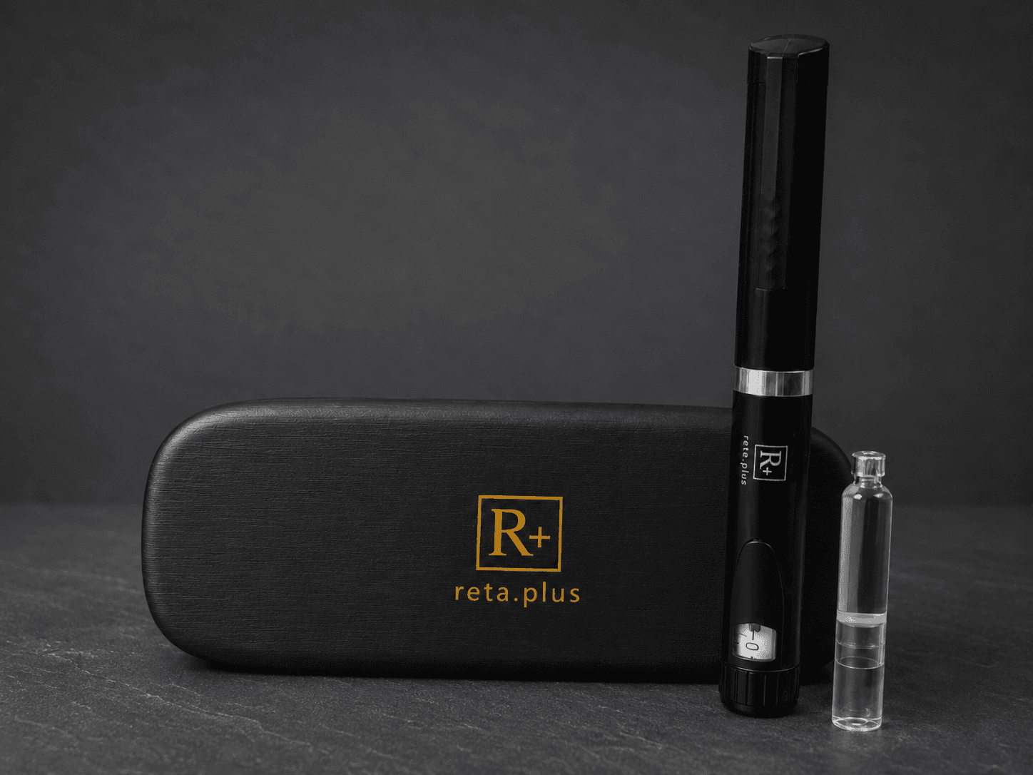 RETA+ Starter Kit — precision dispenser, reagent reservoir, and matte black travel case